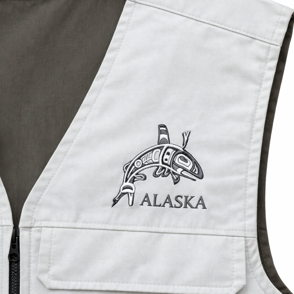 Men's Outdoor Vest - reversible - cream & kaki - Picture 5 of 13